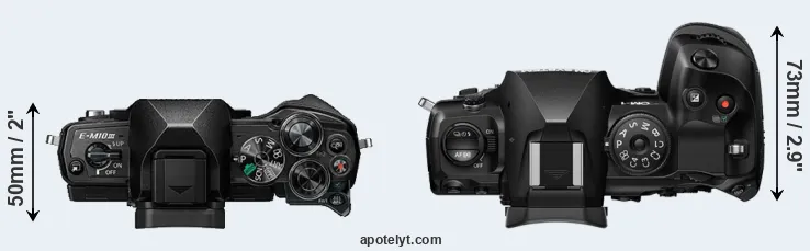 Compare E-M10 III versus OM-1 II top