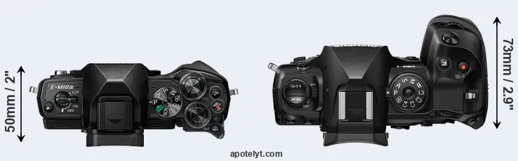 Compare E-M10 III versus OM-1 top