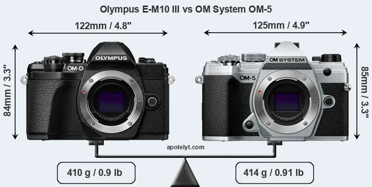 Size Olympus E-M10 III vs OM System OM-5