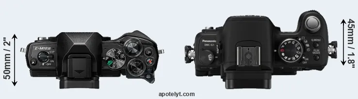 Compare E-M10 III versus G1 top