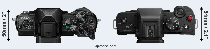 Compare E-M10 III versus G100 top