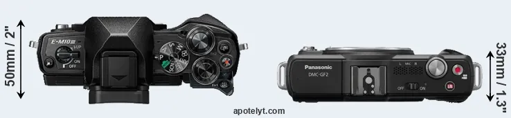 Compare E-M10 III versus GF2 top