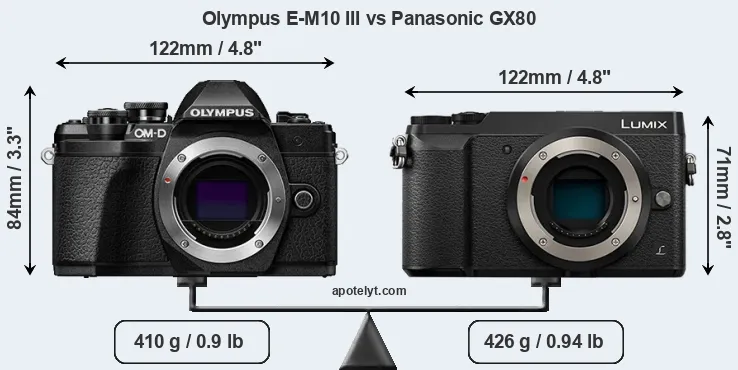 Size Olympus E-M10 III vs Panasonic GX80