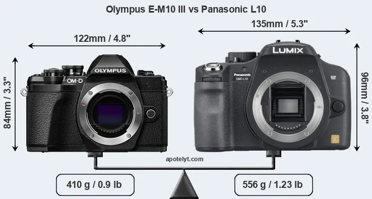 Size Olympus E-M10 III vs Panasonic L10