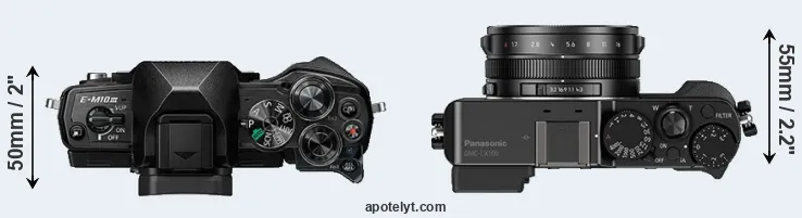 Compare E-M10 III versus LX100 top