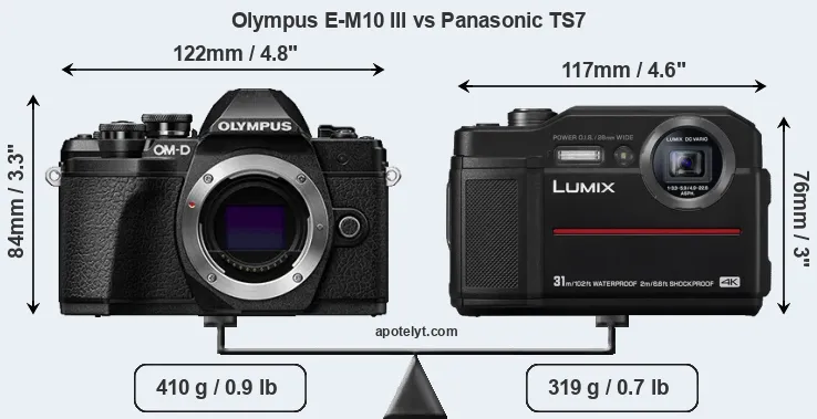 Size Olympus E-M10 III vs Panasonic TS7