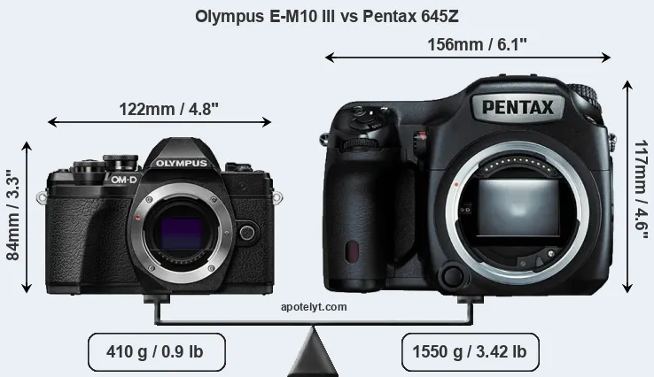 Size Olympus E-M10 III vs Pentax 645Z