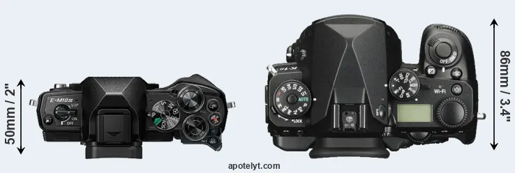 Compare E-M10 III versus K-1 II top