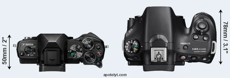 Compare E-M10 III versus A58 top