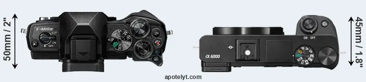 Compare E-M10 III versus A6000 top