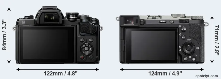 Comparison E-M10 III or A7C II rear