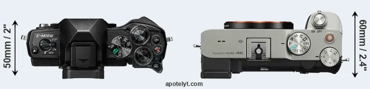 Compare E-M10 III versus A7C top