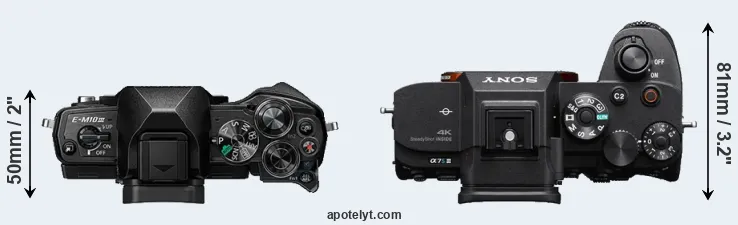 Compare E-M10 III versus A7S III top