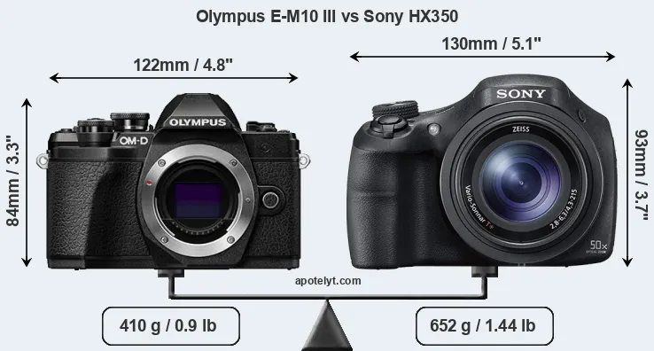 Size Olympus E-M10 III vs Sony HX350