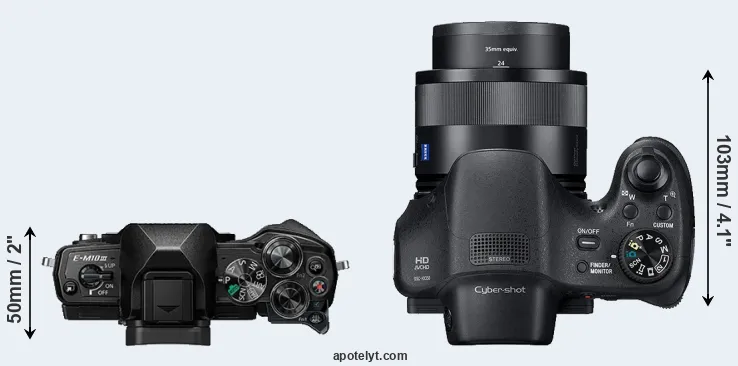 Compare E-M10 III versus HX350 top