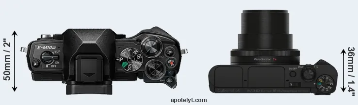 Compare E-M10 III versus HX90V top