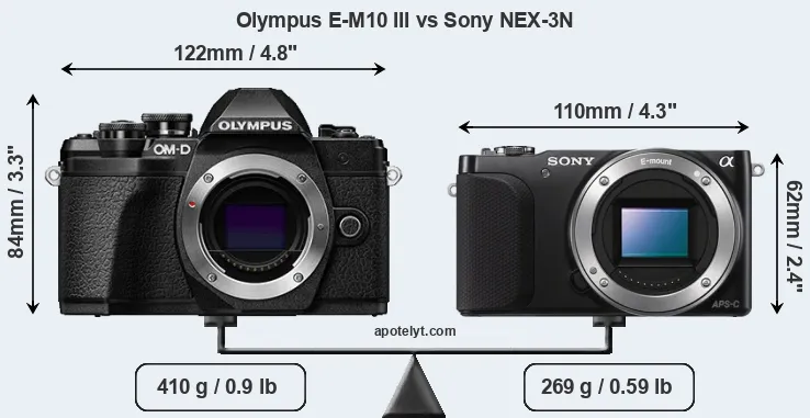 Size Olympus E-M10 III vs Sony NEX-3N