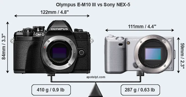 Size Olympus E-M10 III vs Sony NEX-5