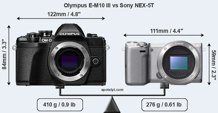 Size Olympus E-M10 III vs Sony NEX-5T