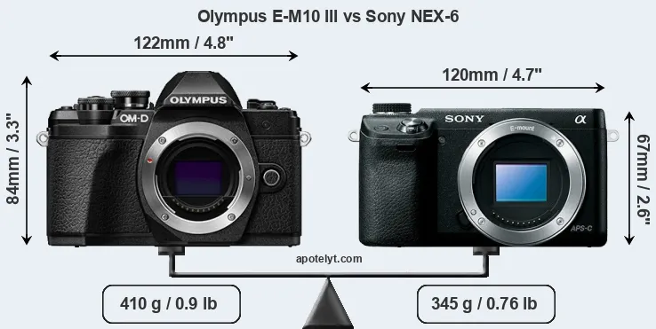 Size Olympus E-M10 III vs Sony NEX-6