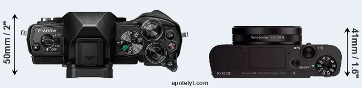 Compare E-M10 III versus RX100 III top