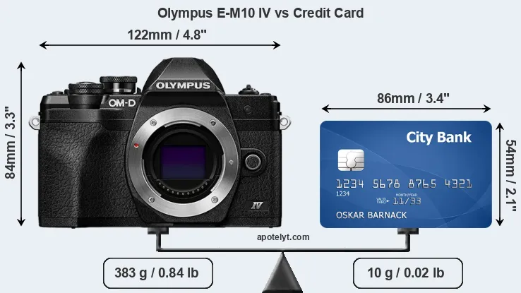 Olympus E-M10 IV vs credit card front
