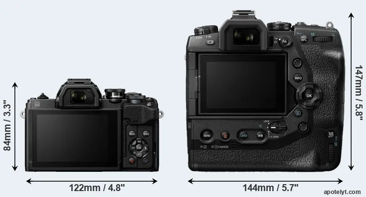 Comparison E-M10 IV or E-M1X rear