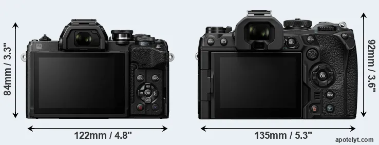 Comparison E-M10 IV or OM-1 II rear