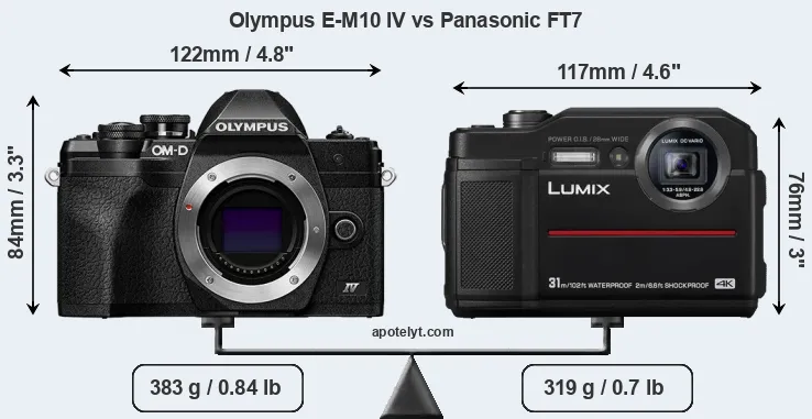 Size Olympus E-M10 IV vs Panasonic FT7