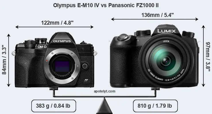 Size Olympus E-M10 IV vs Panasonic FZ1000 II