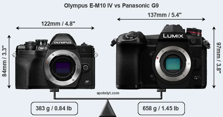 Size Olympus E-M10 IV vs Panasonic G9