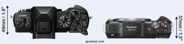 Compare E-M10 IV versus GF5 top