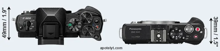 Compare E-M10 IV versus GX1 top