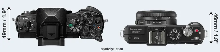Compare E-M10 IV versus LX7 top