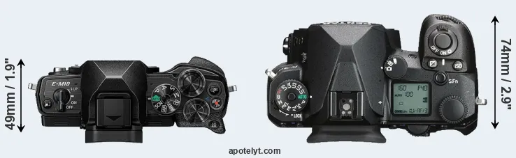 Compare E-M10 IV versus K-3 III top