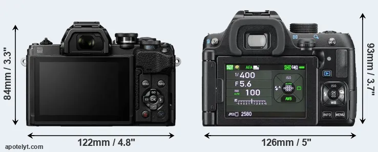 Comparison E-M10 IV or K-70 rear