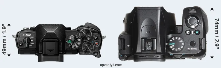 Compare E-M10 IV versus K-70 top