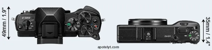 Compare E-M10 IV versus GR II top