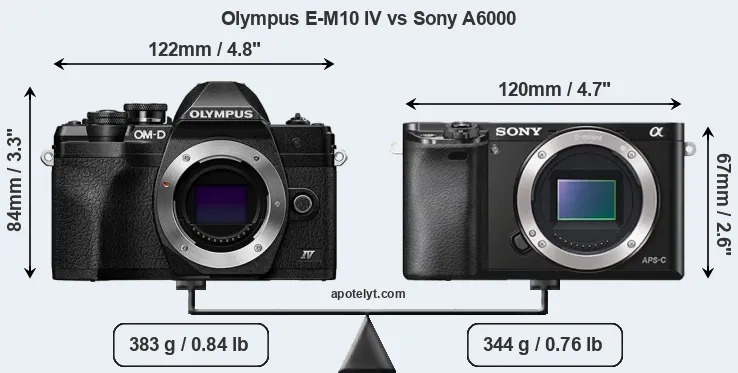 Size Olympus E-M10 IV vs Sony A6000