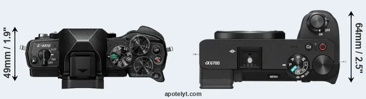 Compare E-M10 IV versus A6700 top