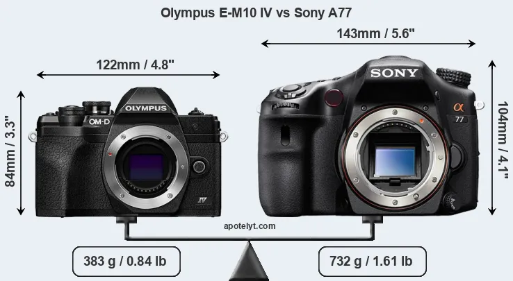Size Olympus E-M10 IV vs Sony A77