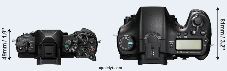 Compare E-M10 IV versus A77 top