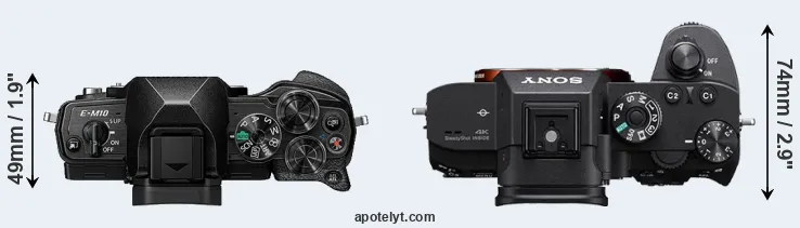 Compare E-M10 IV versus A7R III top
