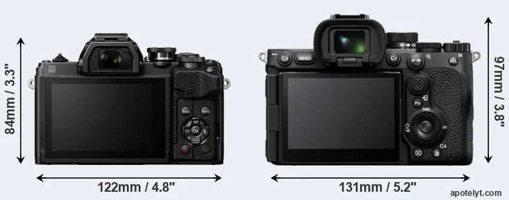 Comparison E-M10 IV or A7R V rear