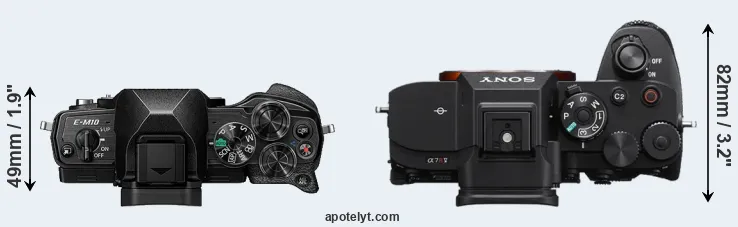 Compare E-M10 IV versus A7R V top