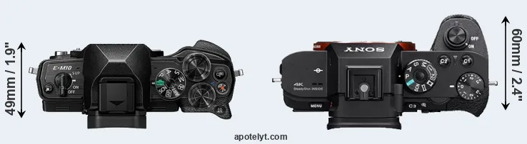 Compare E-M10 IV versus A7S II top