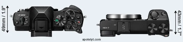Compare E-M10 IV versus NEX-7 top
