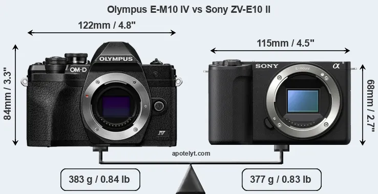 Size Olympus E-M10 IV vs Sony ZV-E10 II