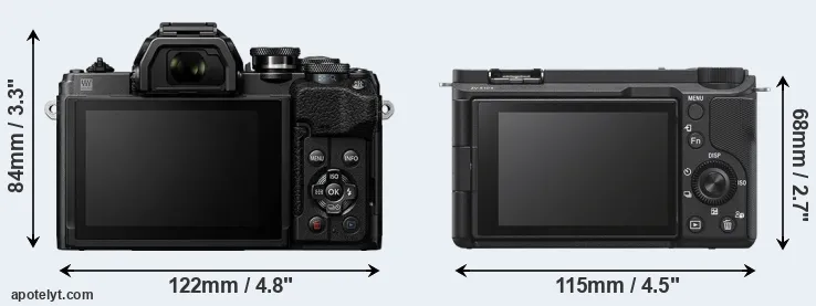 Comparison E-M10 IV or ZV-E10 II rear