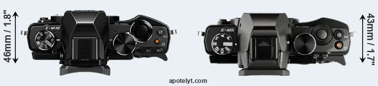 Compare E-M10 versus E-M5 top